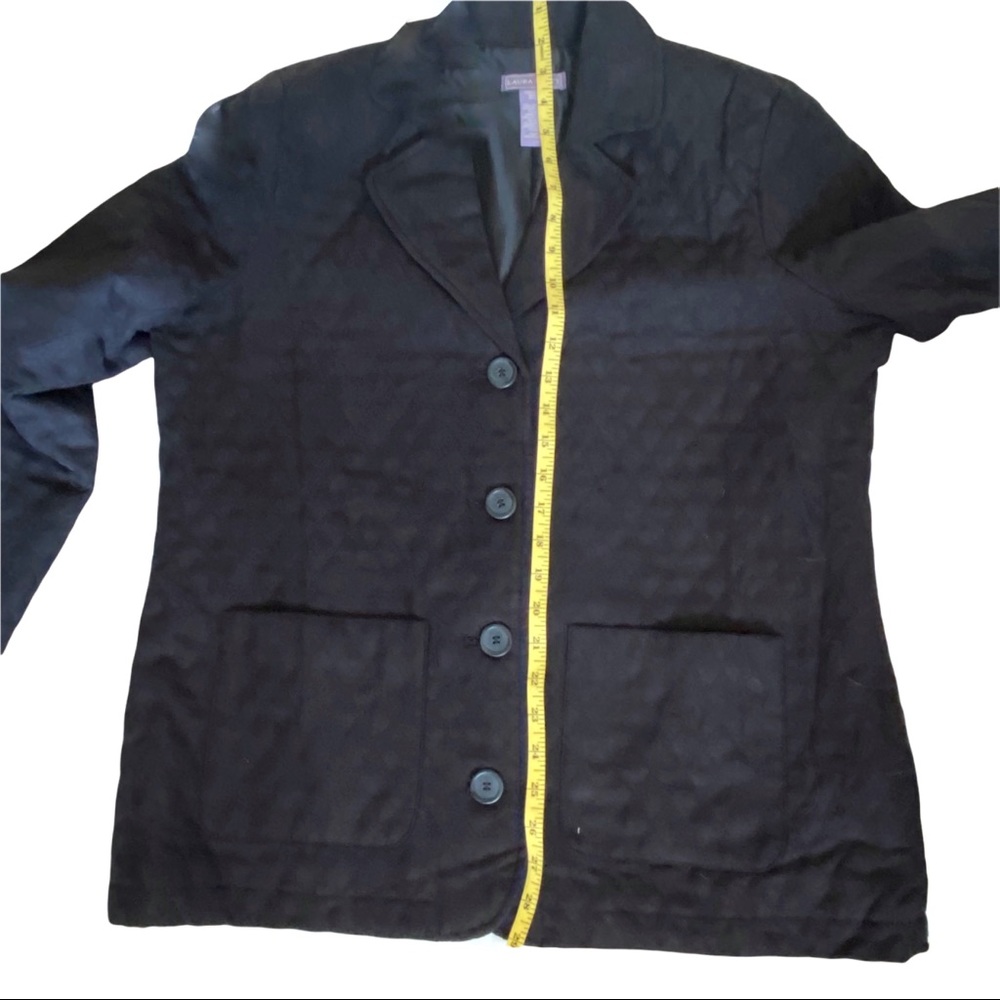 Laura Scott Quilted Button Down Jacket Black Blaz… - image 7